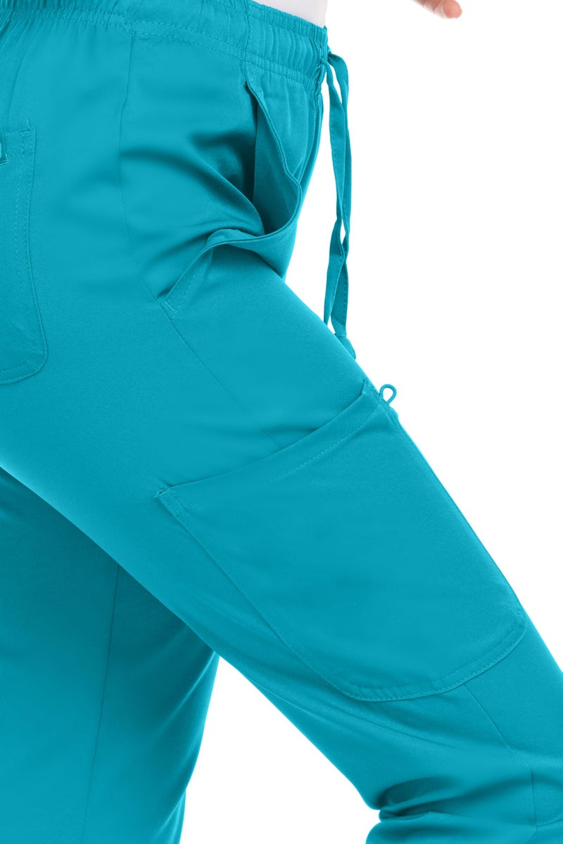 MediChic Women's Scrub Jogger Pants â€“ 4 Pockets, 4-Way Stretch, Moisture-Wicking, Anti-Wrinkle, Elastic Waistband Teal - Image 5